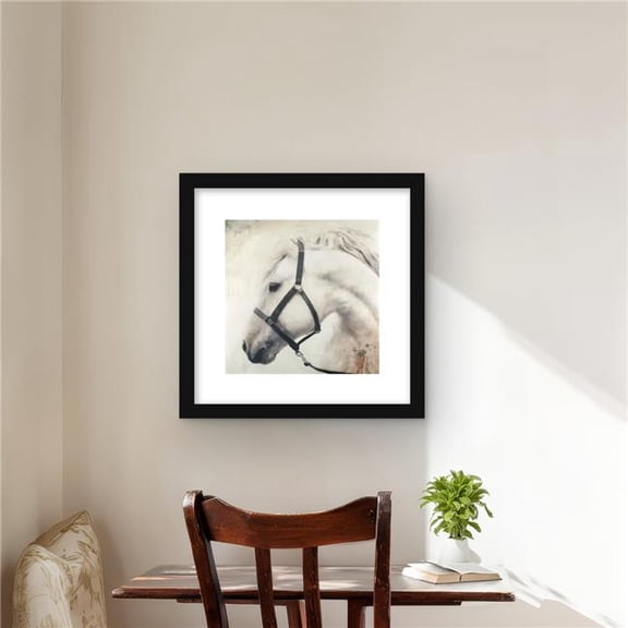 Begin Home Decor C1FM1616G6WJU2 16 x 16 in. Darius the White Horse Framed Matted Print - Home Decor