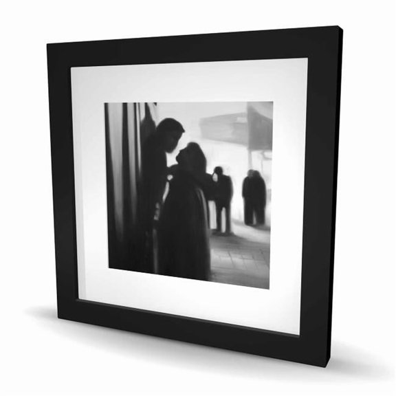 Begin Home Decor C1FM1616GPVOH0 16 x 16 in. Couple at the Train Station Wall Art - Gray Framed Matted Print Decor
