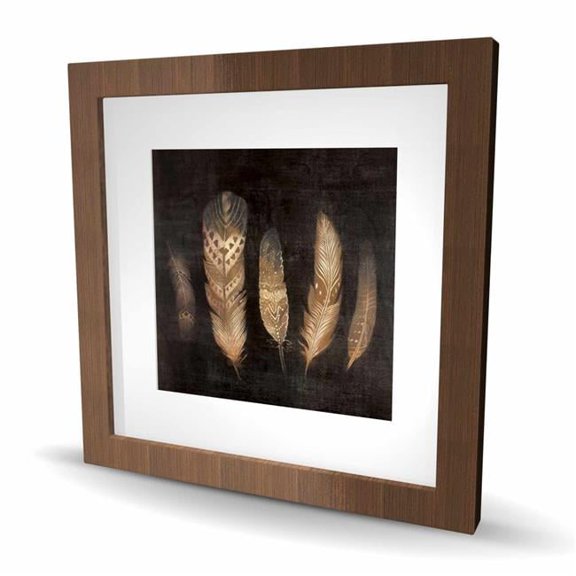 Begin Home Decor C1FM1616GWNTZ4 16 x 16 in. Brown Feathers - Bedroom Spiritual Framed Print Wall Art - Home Decor