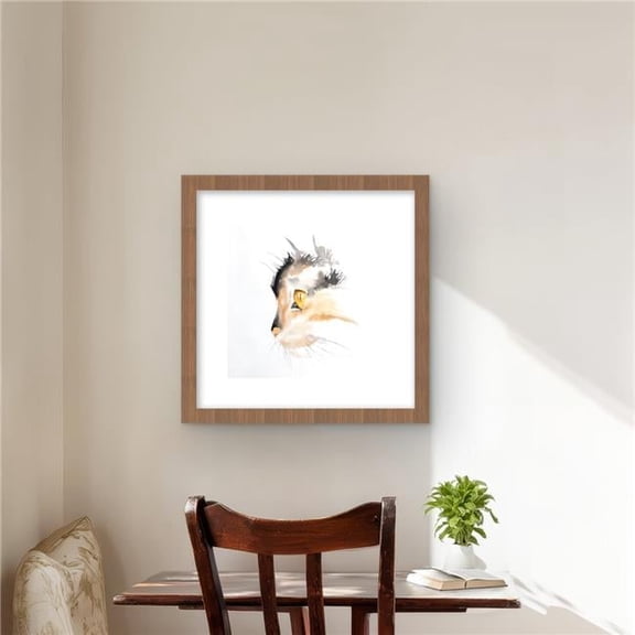 Begin Home Decor C1FM1616GX4X3S Watercolor Cat Face Profile Print Wall Art - Framed Matted Home Decor - 16 x 16 in.