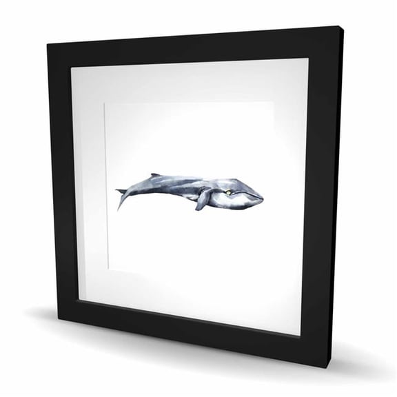 Begin Home Decor C1FM1616IPKOUX 16 x 16 in. Watercolor Whale - Marine Gray Framed Matted Print for Decor