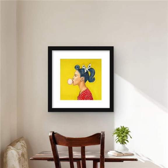Begin Home Decor C1FM1616JQIB84 16 x 16 in. Retro Woman with Beautiful Ponytail - Framed Matted Print