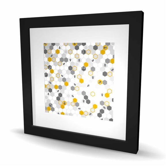 Begin Home Decor C1FM1616M4F1AQ 16 x 16 in. Beehive Pattern - Insect Illustrative Framed Matted Print