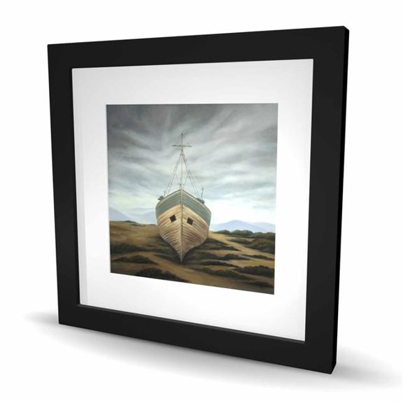 Begin Home Decor C1FM1616MGY8AH 16 x 16 in. Boat - Brown Coastal Framed Matted Print for Home Decor