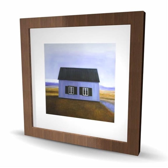 Begin Home Decor C1FM1616O73GAF 16 x 16 in. Blue Barn - Rustic Framed Matted Print Wall Art for Home Decor