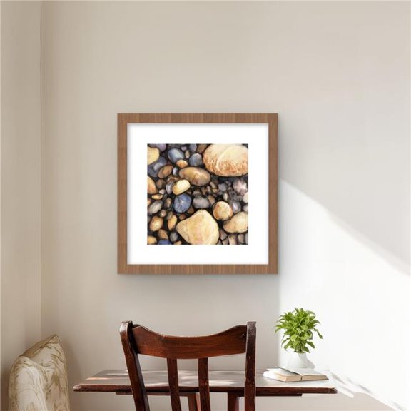 Begin Home Decor C1FM1616QPXP01 16 x 16 in. Small Pebbles - Bathroom Marine Framed Matted Print - Decor