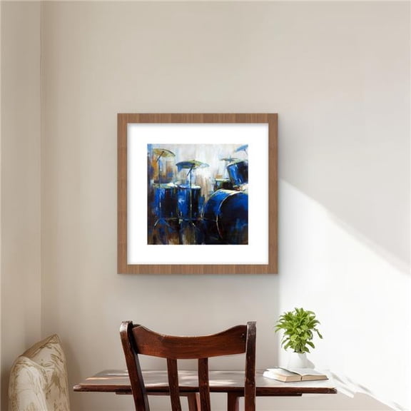 Begin Home Decor C1FM1616UNJKMM 16 x 16 in. Abstract Drums - Blue Man Cave Framed Matted Print Decor