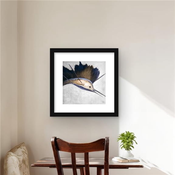 Begin Home Decor C1FM1616USLEH7 16 x 16 in. Abstract Swordfish - Gold Bathroom Framed Matted Print Decor