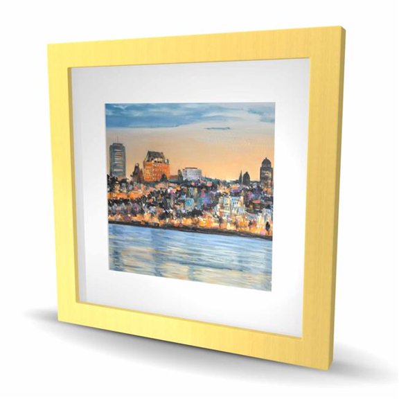 Begin Home Decor C1FM1616UX60ET 16 x 16 in. Skyline of Quebec City - Framed Matted Print Wall Art - Home Decor