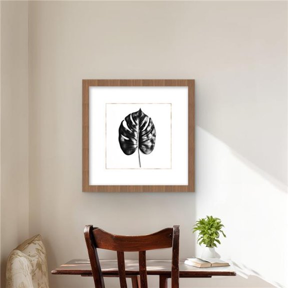Begin Home Decor C1FM1616WAO4TK 16 x 16 in. Split Leaf Philodendron with Gold Lines - Framed Print Decor