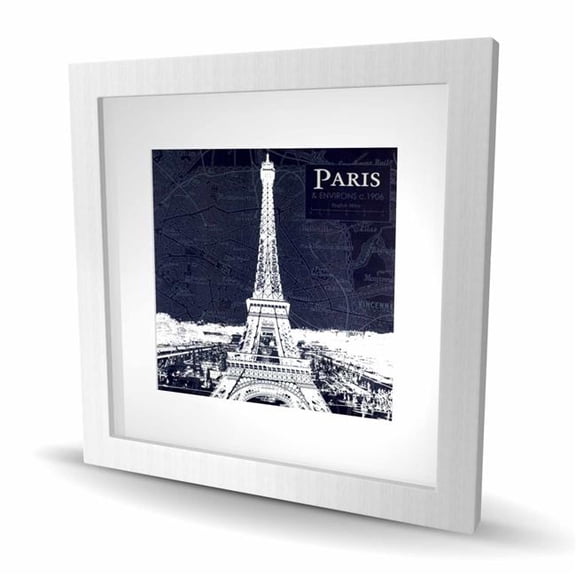 Begin Home Decor C1FM1616WK069N 16 x 16 in. Paris Blue Print - Eiffel Tower Vintage Framed Print Decor