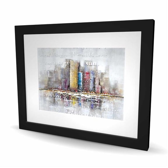 Begin Home Decor C1FM16200SV1EQ 16 x 20 in. Buildings with Typography in Relief - Modern Framed Print