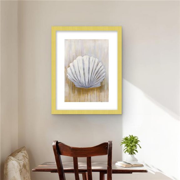 Begin Home Decor C1FM162027L2BT 16 x 20 in. Feston Shell - White Sea Framed Matted Print for Home Decor