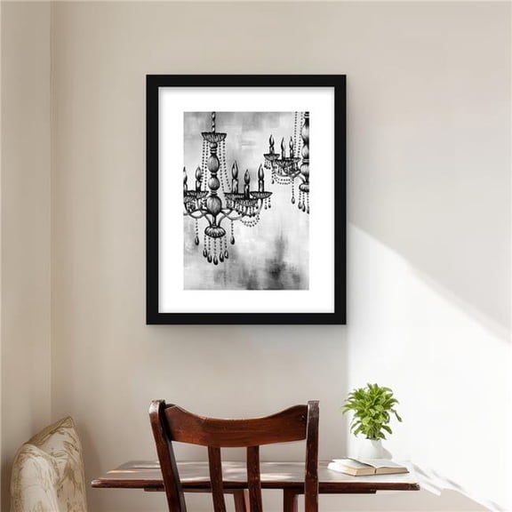 Begin Home Decor C1FM16205NTADH 16 x 20 in. Two Crystal Chandeliers - Black & White Living Room Print