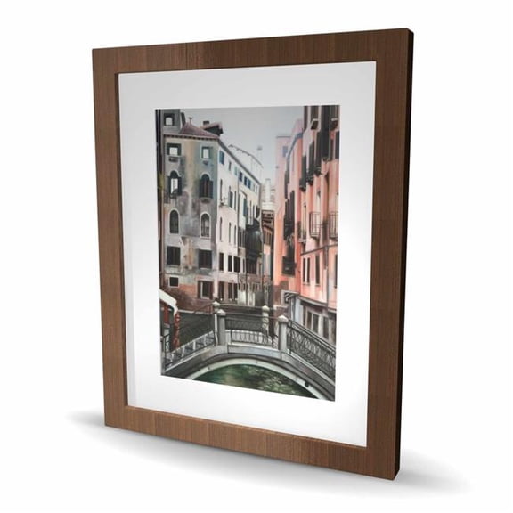 Begin Home Decor C1FM16206R830T 16 x 20 in. Venice - Coral Bridge Framed Matted Print for Home Decor