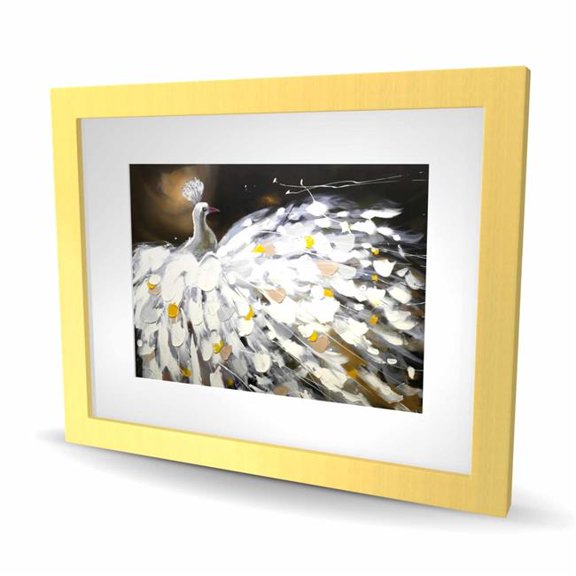 Begin Home Decor C1FM16208GKUUJ 16 x 20 in. Abstract Peacock - Brown Bedroom Framed Matted Print Decor