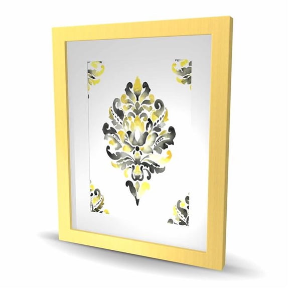 Begin Home Decor C1FM16209ORK6Y 16 x 20 in. Baroque Ornament - Yellow Framed Matted Print for Home Decor