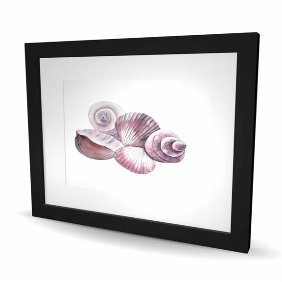 Begin Home Decor C1FM16209V1O17 16 x 20 in. Seaside Shells - Coastal Framed Matted Print for Home Decor