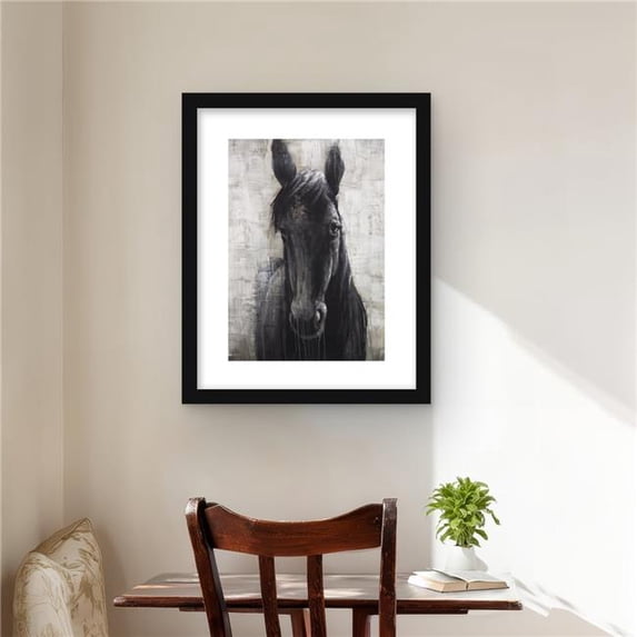 Begin Home Decor C1FM1620ABUPHD 16 x 20 in. Black Horse Framed Matted ...