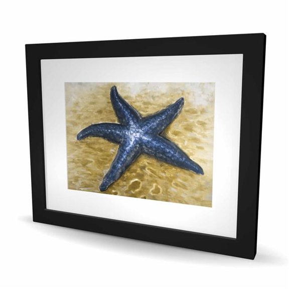 Begin Home Decor C1FM1620CDKC73 16 x 20 in. Beautiful Starfish - Classic Blue Framed Matted Print Decor