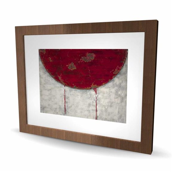 Begin Home Decor C1FM1620EBVXSJ 16 x 20 in. Red Half Circle - Abstract Livingroom Framed Matted Print