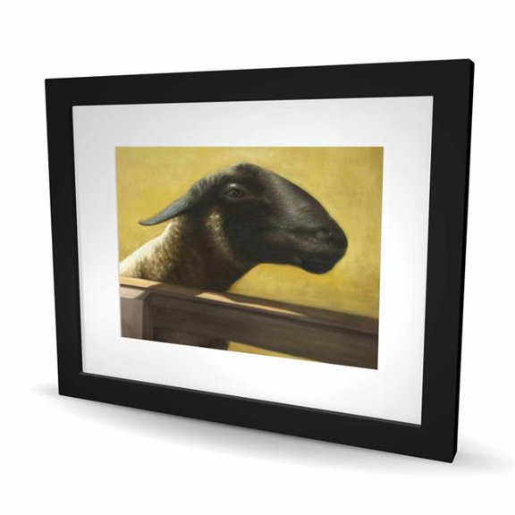 Begin Home Decor C1FM1620I74P21 16 x 20 in. Young Ram - Brown Framed Matted Print for Home Decor
