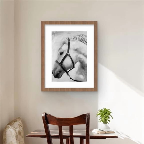 Begin Home Decor C1FM1620KR4P5D 16 x 20 in. Darius the Horse - Gray Monochrome Framed Print - Home Decor