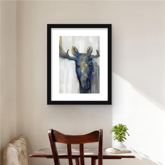 Begin Home Decor C1FM1620L173ZL 16 x 20 in. Blue Moose - Rustic Framed Matted Print for Home Decor