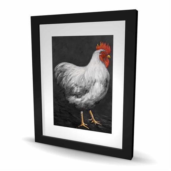 Begin Home Decor C1FM1620OPLAHZ 16 x 20 in. Gray Rooster 2 - Farmhouse Kitchen Framed Matted Print Decor