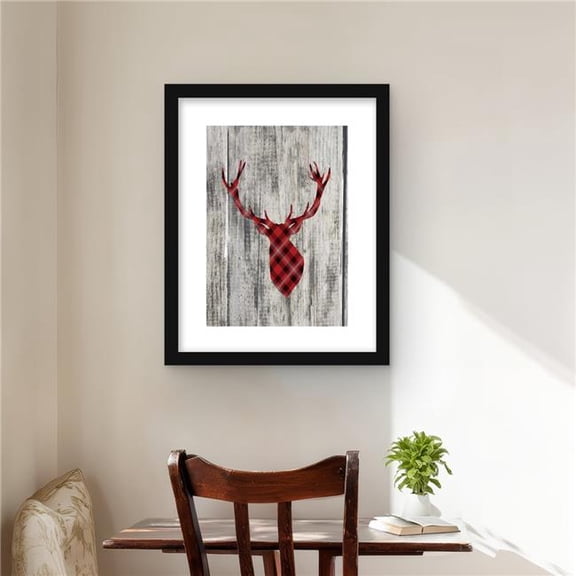 Begin Home Decor C1FM1620P8FEEU 16 x 20 in. Wood & Deer - Red Hygge Framed Matted Print for Home Decor