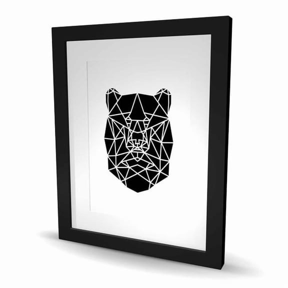 Begin Home Decor C1FM1620UAZR78 16 x 20 in. Geometric Bear Head - Framed Matted Print for Home Decor