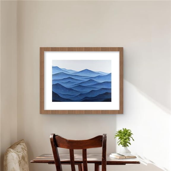 Begin Home Decor C1FM1620UWH3VS 16 x 20 in. Dark Calm Ocean Waves - Framed Matted Print for Home Decor