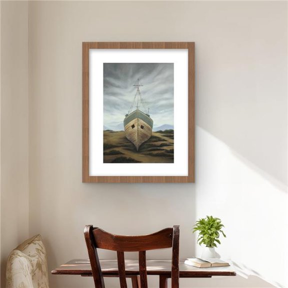Begin Home Decor C1FM1620WM1X56 16 x 20 in. Boat - Bathroom Boat Framed Matted Print for Home Decor
