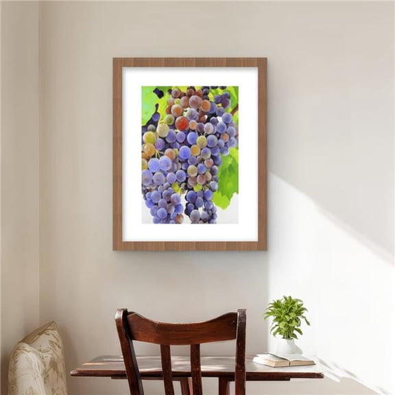 Begin Home Decor C1FM1620WNX98S 16 x 20 in. Bunch of Grapes - Green Kitchen Framed Matted Print Decor