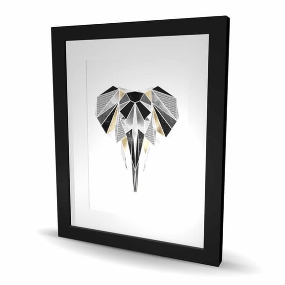Begin Home Decor C1FM1620WSGPXT 16 x 20 in. Geometric Elephant Silver Framed Matted Print - Home Decor