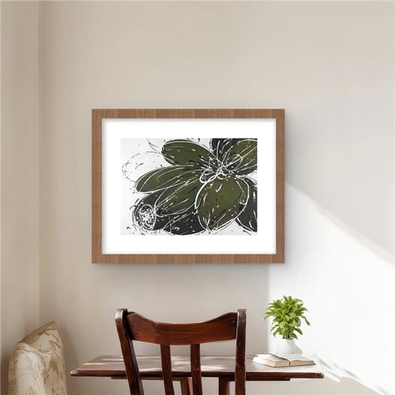 Begin Home Decor C1FM1620ZBHKK3 16 x 20 in. Green Flower with Splash Outline - Modern Floral Print Decor