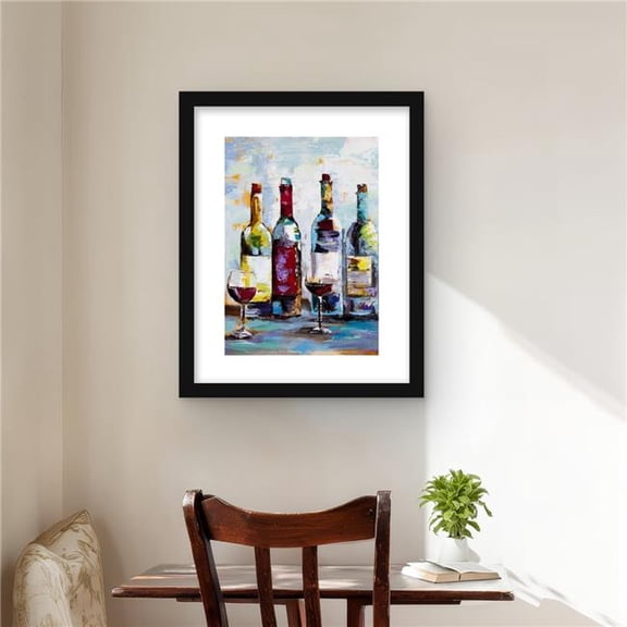 Begin Home Decor C1FM1620ZIV1QC 16 x 20 in. Wine Tasting - Framed Matted Print for Home Decor