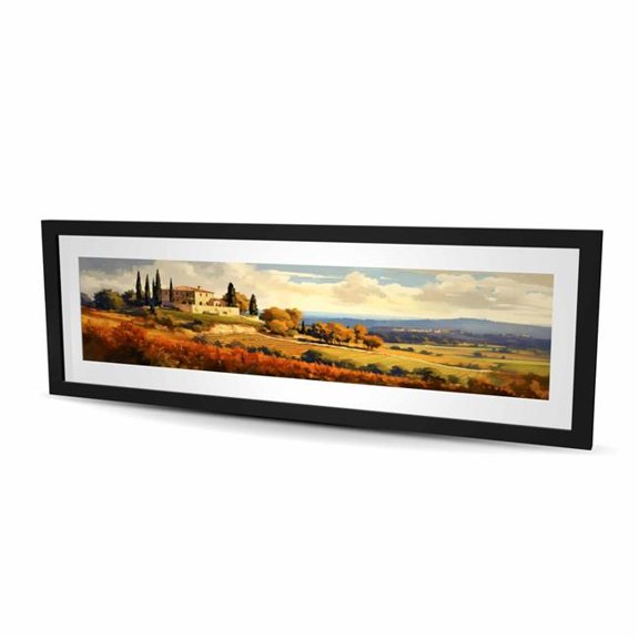 Begin Home Decor C1FM164801OW17 16 x 48 in. On the Hill - Framed Matted Print Wall Art - Trees Landscapes Decor