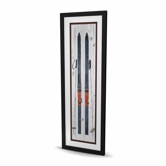 Begin Home Decor C1FM16480YMQVD 16 x 48 in. Blue Ski Vintage - Framed Matted Print for Man Cave Decor