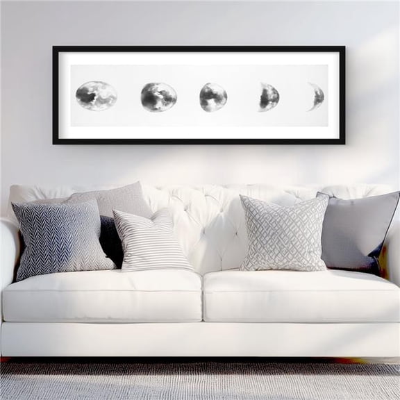 Begin Home Decor C1FM16481S0MPM Black & White Eclipse - Framed Matted Print Wall Art for Home Decor - 16 x 48 in.