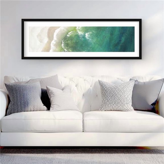 Begin Home Decor C1FM16484Z9YAW 16 x 48 in. Turquoise Sea - Neo Mint Framed Matted Print for Home Decor