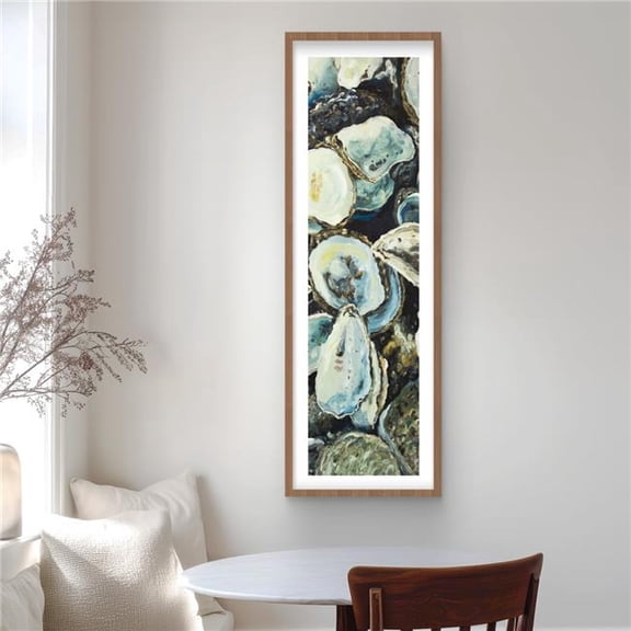 Begin Home Decor C1FM164867FZ6S 16 x 48 in. Oyster Shells - Brown Framed Matted Print - Home Decor Art