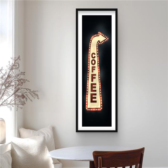 Begin Home Decor C1FM164868D0AE 16 x 48 in. Coffee Man Cave Yellow Framed Matted Print - Home Decor