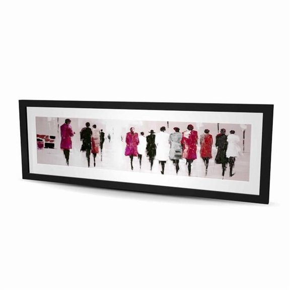Begin Home Decor C1FM16486ESE9T 16 x 48 in. Walk - Red Woman Framed Matted Print for Home Decor