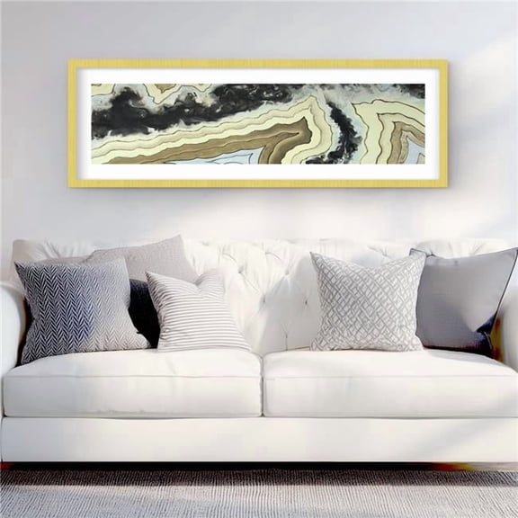 Begin Home Decor C1FM16489L2XI5 16 x 48 in. Lace Agate - Modern Abstract Framed Matted Print for Decor