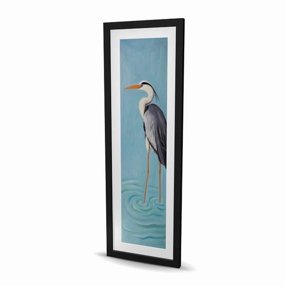 Begin Home Decor C1FM1648CC9DH2 16 x 48 in. Gray Heron Framed Matted Print - Animals Bedroom Decor