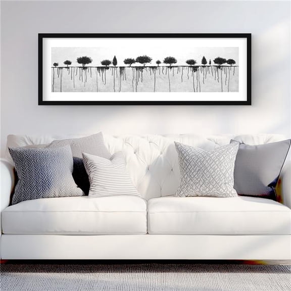 Begin Home Decor C1FM1648JLTS1J 16 x 48 in. Ink Bleeding Trees - Landscapes Living Room Framed Print