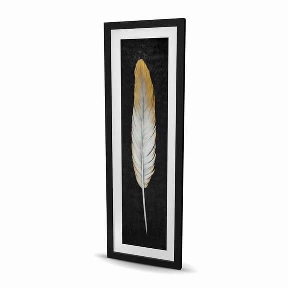 Begin Home Decor C1FM1648N4WYRP 16 x 48 in. Golden Feather - White Feathers Framed Matted Print Decor
