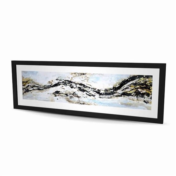 Begin Home Decor C1FM1648RA71DR 16 x 48 in. Abstract & Texturized Paint Splash - Framed Matted Print Livingroom Art