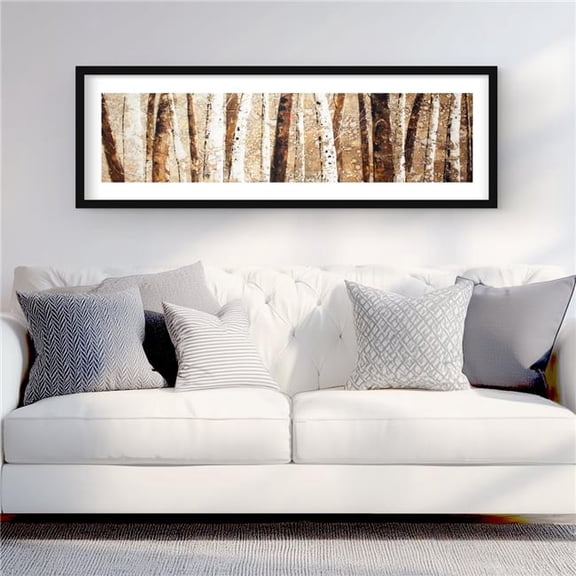Begin Home Decor C1FM1648TG1L67 16 x 48 in. Tree Trunks - Framed Matted Print for Home Office Decor